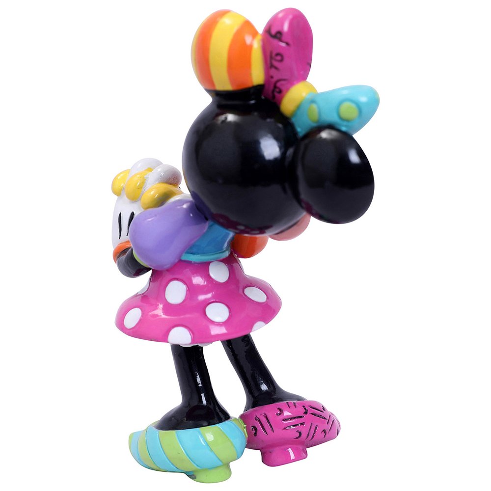 Uniek Disney verzamelobject – Minnie glimlacht terwijl ze een cadeautje van Mickey ontvangt, uitgevoerd in speelse patronen door popartkunstenaar Romero Britto.
