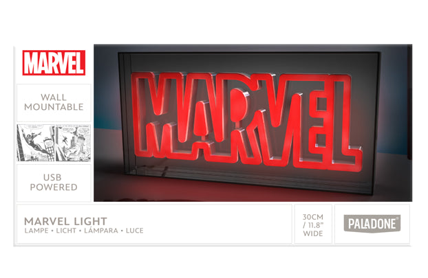 Transformeer je kamer in een episch Marvel-avontuur met de Marvel Neon LED Lamp! Deze opvallende lamp is perfect als nachtlampje, decoratie voor je verzameling, of als geschenk voor een mede-Marvel-fan. USB-aangedreven en vrijstaand, maar ook geschikt voor wandmontage.