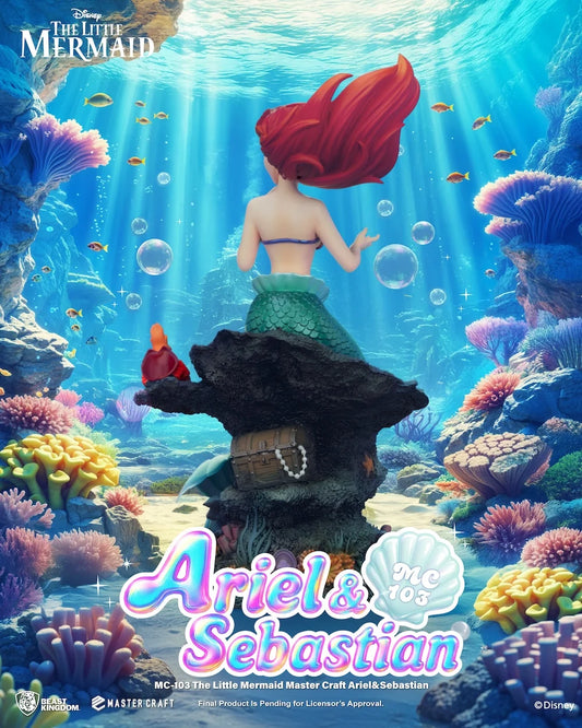 “Disney Master Craft beeld van Ariel en Sebastiaan, verfijnd ontwerp met oog voor emotie en karakter.”