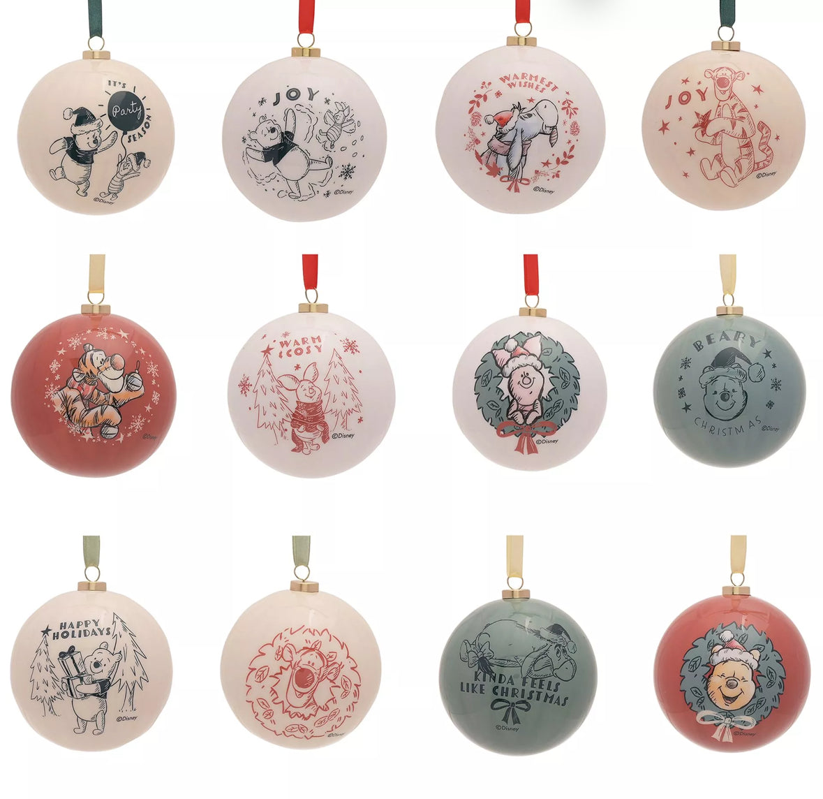 Disney Winnie Puuh Set mit 12 Weihnachtskugeln