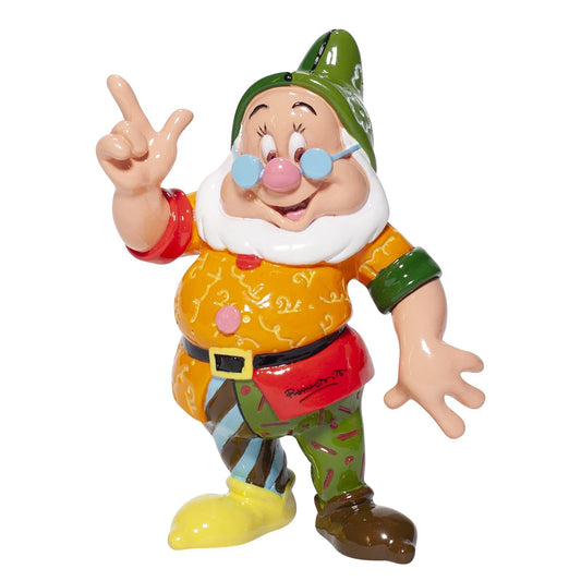 Doc beeldje van Romero Britto – handbeschilderd Disney popart figurine met heldere kleuren, geleverd in merkdoos met venster.