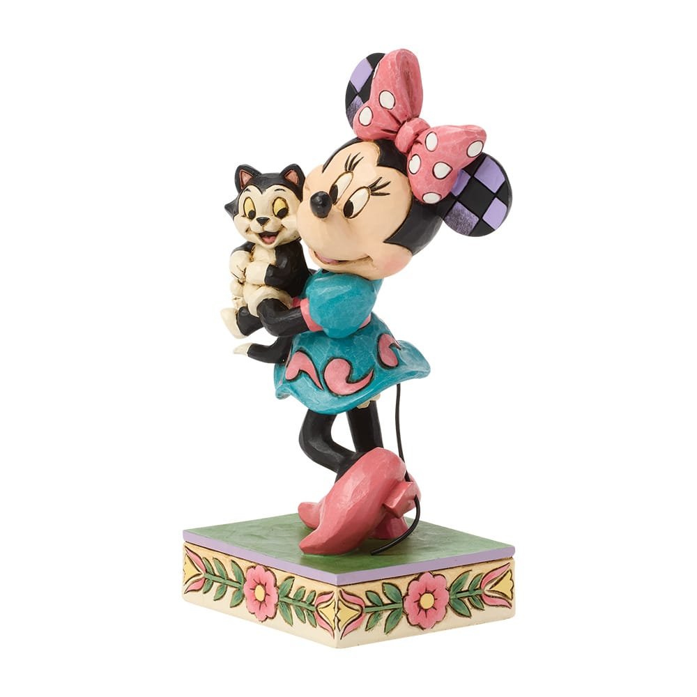 Minnie Mouse en Figaro Disney Traditions figurine, elegant verzamelbeeld met warme kleuren en verfijnde afwerking.