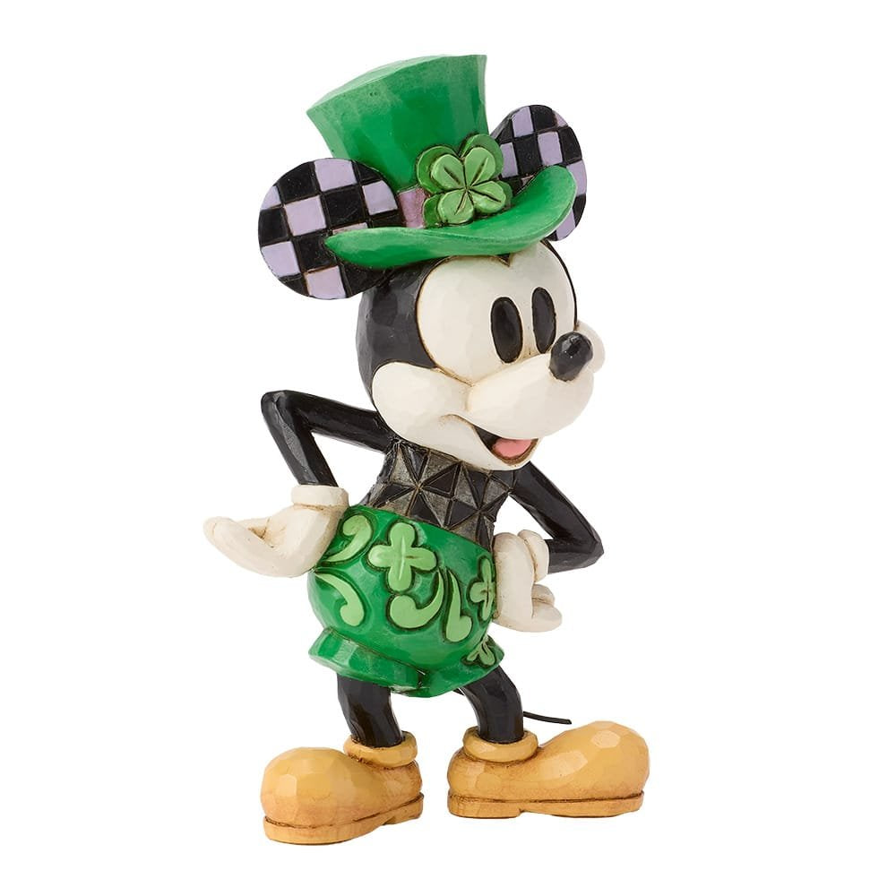 Disney Mickey Mouse St. Patrick’s Day verzamelbeeld van Jim Shore met gelukssymbolen en groene decoratie.